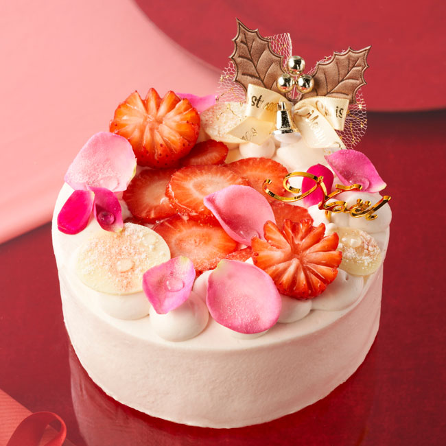 銀座三越のクリスマスケーキ「薔薇と苺のピンクローズショートケーキ」