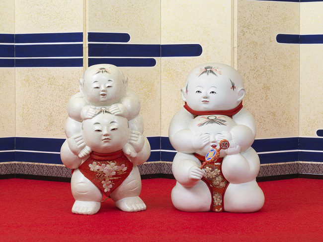 三井家のおひなさま＠三井記念美術館　「御所人形 肩車」五世大木平藏製