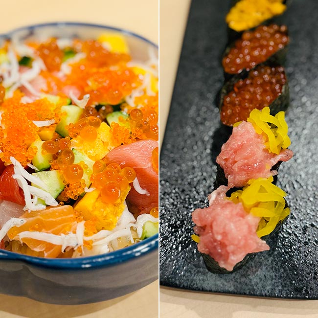 海鮮・鮨 食べ放題 かに村 上野本店　ビュッフェ　ちらし寿司、軍艦