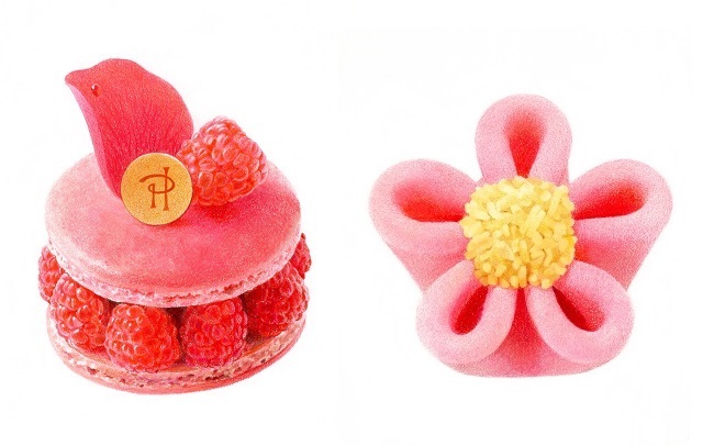 左／フランス菓子・イスパハン、右／和菓子・寒紅梅　（イメージ）