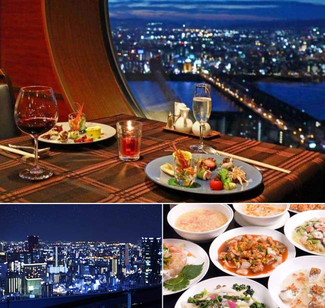 【JR大阪駅より徒歩7分】個性的な丸窓から覗く夜景と味わう高級広東料理