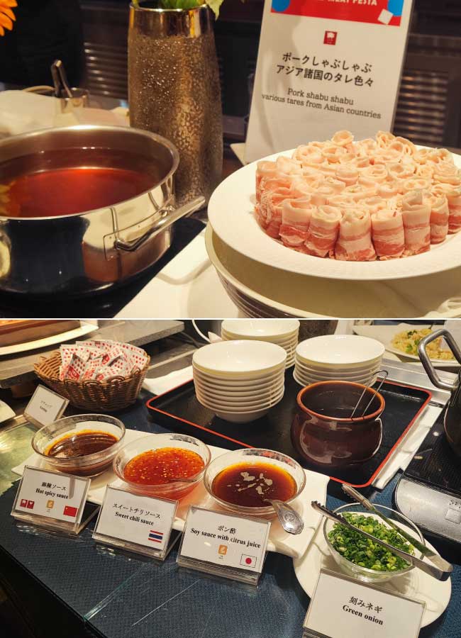1.日本＆アジア諸国をイメージしたポークしゃぶしゃぶ。しっとり柔らかなお肉に舌鼓
