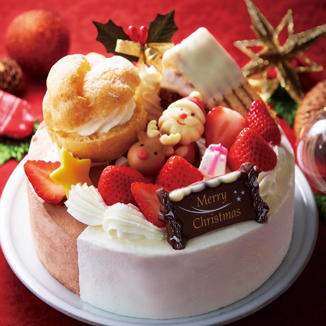 シャトレーゼのクリスマスケーキ2023「Xmas2つの味が楽しめるデコレーション」