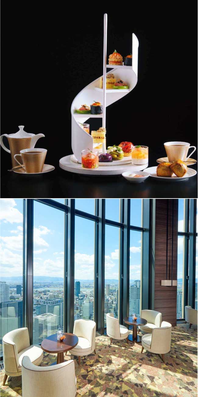 40 Sky Bar & Lounge／コンラッド大阪（肥後橋）／螺旋階段を模したアフタヌーンティースタンドに注目