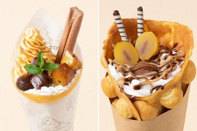 MOMI & TOY’S 「ルマンドと秋の味覚の贅沢なクレープ」／waffle&smoothie ゴッフル 「マロンショコラ」