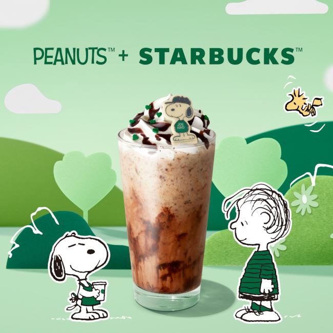 スターバックス「ジョー カインド スヌーピー キャラメル チョコレート オーツミルク フラペチーノ(R)」