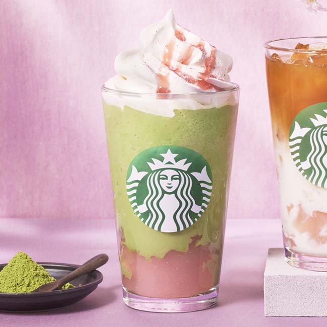 スタバ「抹茶と桜わらびもち フラペチーノ(R)」