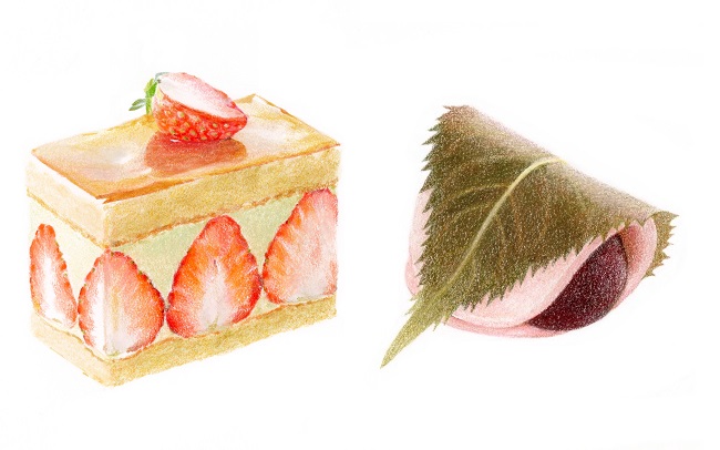 左／フランス菓子、右／和菓子　（イメージ）