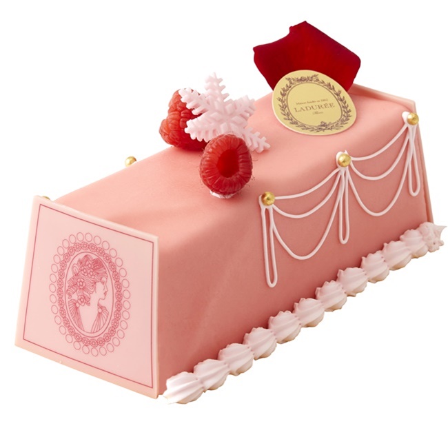 ラデュレのクリスマスケーキ「ビュッシュ／ビュシェット・マリー・アントワネット ローズ・フランボワーズ」